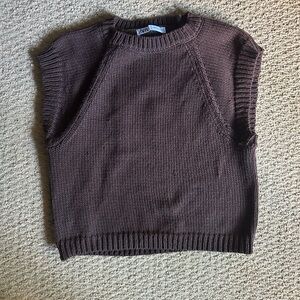 Zara Women's Dark Brown Sweater Vest